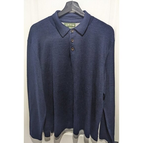 Orvis | Alpaca Collared Sweater In Navy - Picture 1 of 7